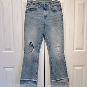 United Colors of Benetton Light Wash Distressed High‎ Low Hem Jeans Size 29